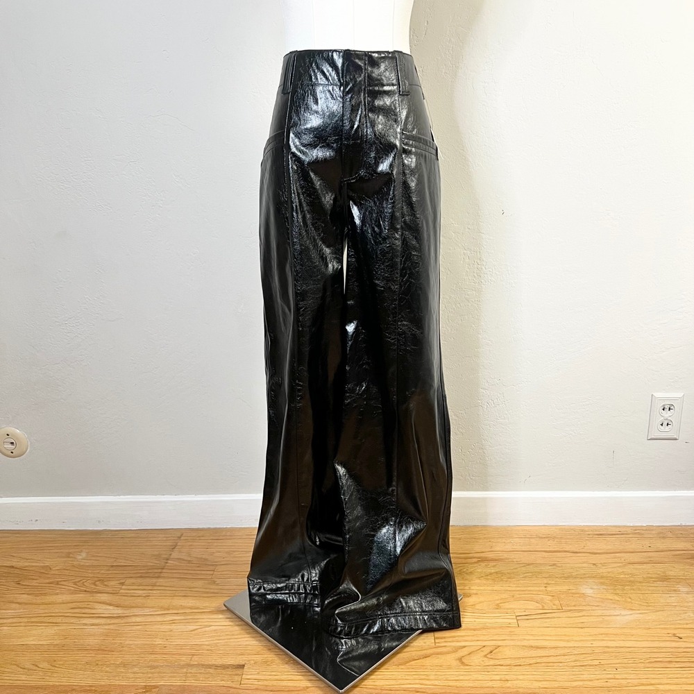Free People Pants Faux Leather Trousers Size 6 Black New Star Crossed Lovers